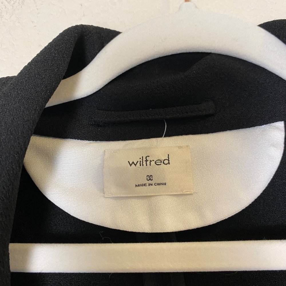 Aritzia Wilfred Chevalier Blazer Jacket Quarter Sleeve Open Front Cardigan Black - Picture 6 of 8